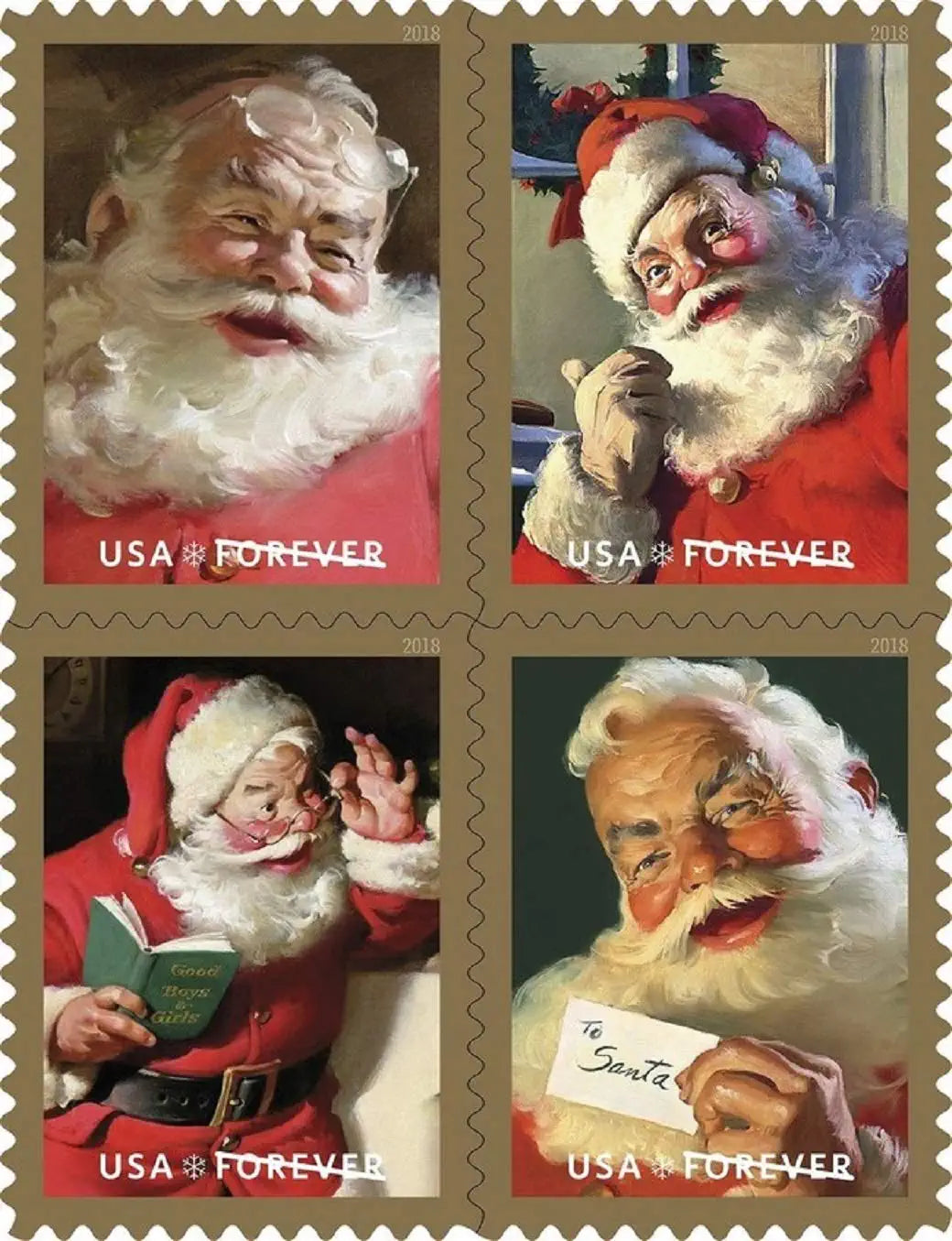 Holiday Classic USPS Forever Stamps - Sold in Quantity of 100 (5 Books of 20)
