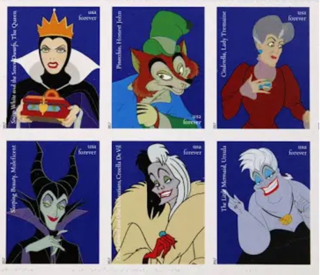 Disney Villian Stamps - 1 sheet (20 Stamps)