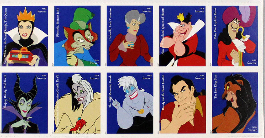 Disney Villian Stamps - 1 sheet (20 Stamps)