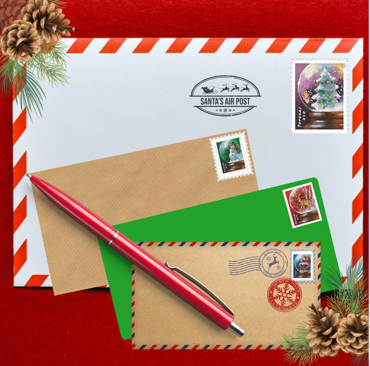 Holiday Classic USPS Forever Stamps - Sold in Quantity of 100 (5 Books of 20)