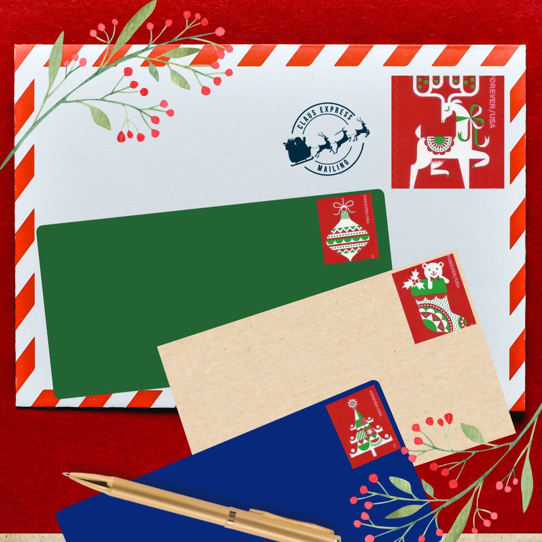 Holiday Classic USPS Forever Stamps - Sold in Quantity of 100 (5 Books of 20)