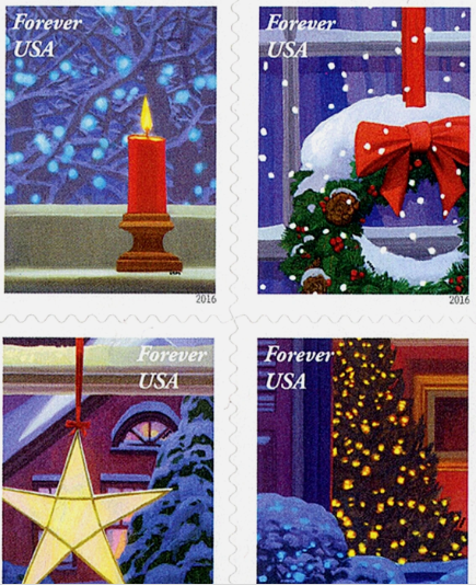 Holiday Classic USPS Forever Stamps - Sold in Quantity of 100 (5 Books of 20)