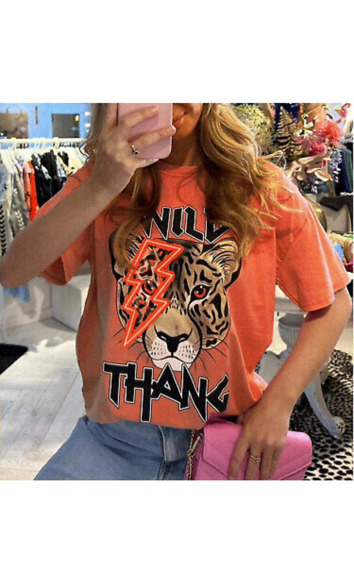 Wild Thang Oversized Tee – Tiger, Lightning & Total Attitude