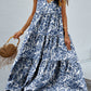 Tiered Printed V-Neck Sleeveless Dress