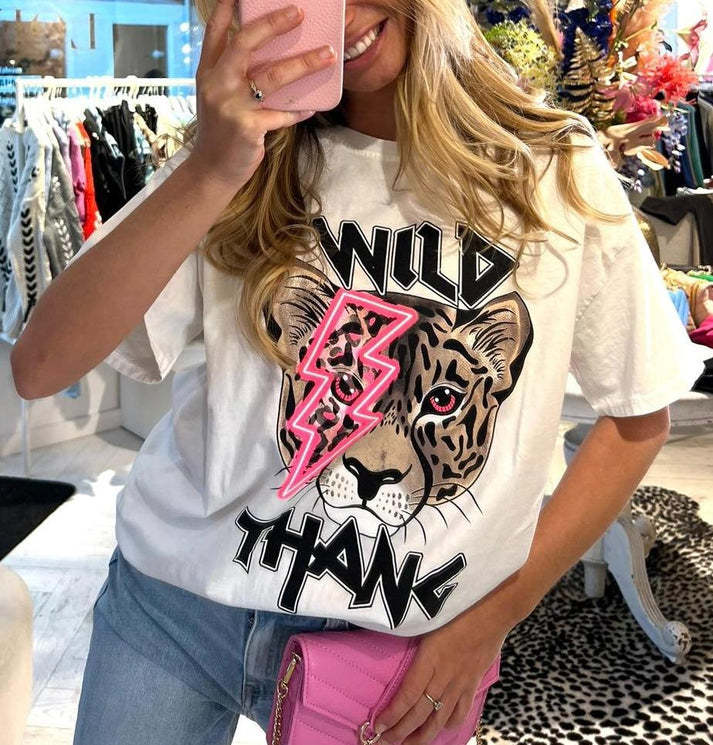 Wild Thang Oversized Tee – Tiger, Lightning & Total Attitude