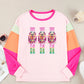Sequin Nutcracker Round Neck Long Sleeve Top