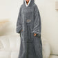 Pocketed Contrast Long Sleeve Hooded Lounge Dress