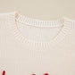 Letter Round Neck Long Sleeve Sweater