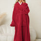 Pocketed Contrast Long Sleeve Hooded Lounge Dress