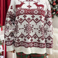 Snowflake Contrast Round Neck Long Sleeve Sweater