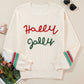 Letter Round Neck Long Sleeve Sweater