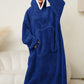 Pocketed Contrast Long Sleeve Hooded Lounge Dress
