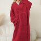 Pocketed Contrast Long Sleeve Hooded Lounge Dress