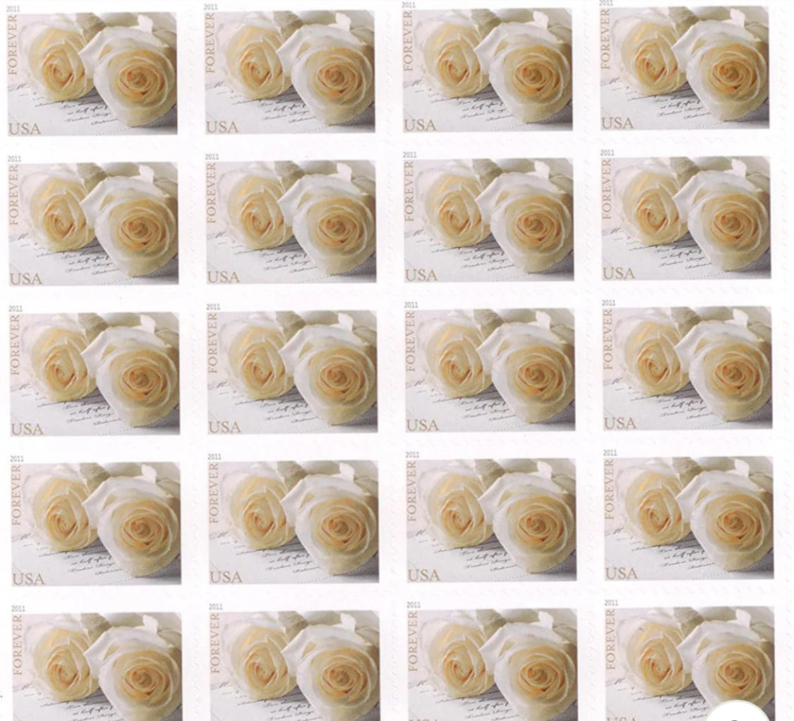 USPS WEDDING ROSES FOREVER STAMPS - BOOKS of 20 FOREVER POSTAGE STAMPS