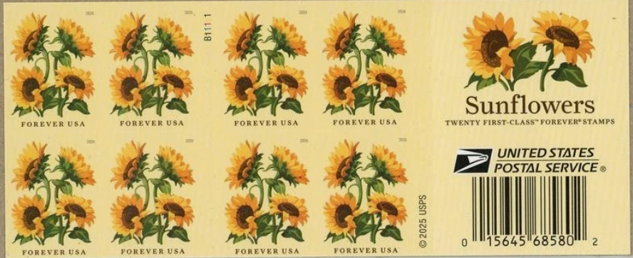 USPS Forever Stamps - Book of 20 - Sunflowers