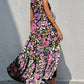 Tiered Printed V-Neck Sleeveless Dress