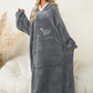 Pocketed Contrast Long Sleeve Hooded Lounge Dress