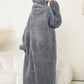 Pocketed Contrast Long Sleeve Hooded Lounge Dress