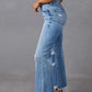 Distressed Raw Hem Jeans with Pockets