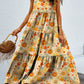 Tiered Printed V-Neck Sleeveless Dress