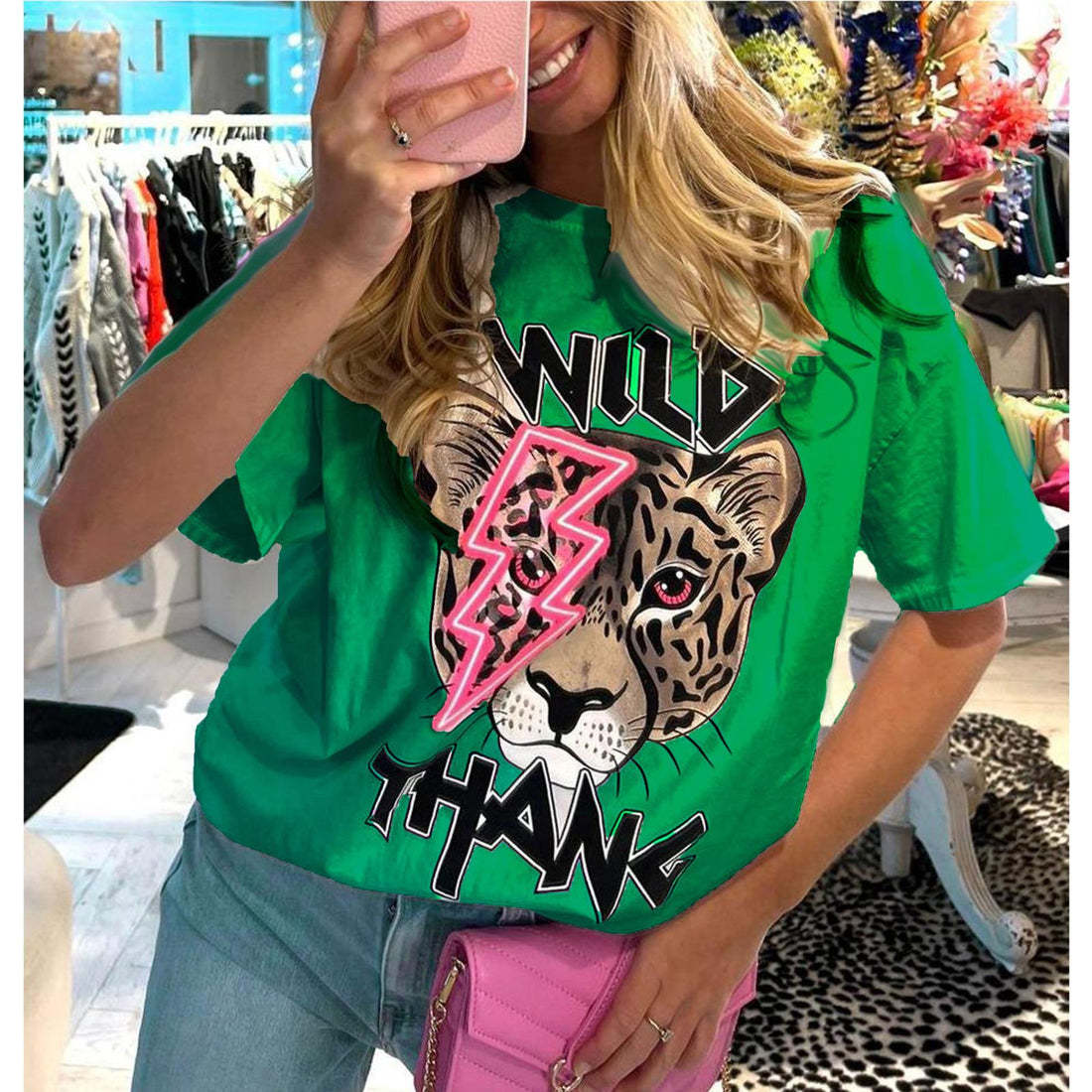 Wild Thang Oversized Tee – Tiger, Lightning & Total Attitude