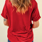 Sequin Santa Round Neck Short Sleeve T-Shirt