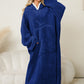 Pocketed Contrast Long Sleeve Hooded Lounge Dress