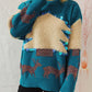 Sequin Christmas Tree & Reindeer Round Neck Sweater