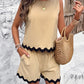 Women's new casual fashion lace vest + shorts set